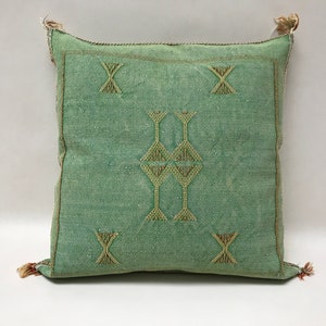 Green Pillows silk All sizes ,Pillow Cactus Silk, Lumbar Cushion Handmade Silk Decorative Pillow, Moroccan Sabra Decorative Cushion image 9