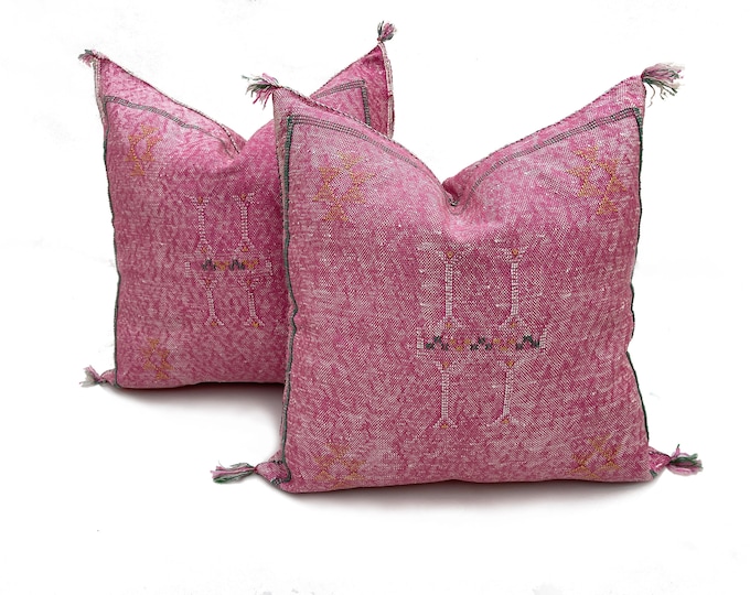 Washed Purple Pillows silk - Cactus Silk Pillow - Lumbar Cushion Handmade- Cactus Silk - Decorative Pillow, Moroccan Sabra Decorative