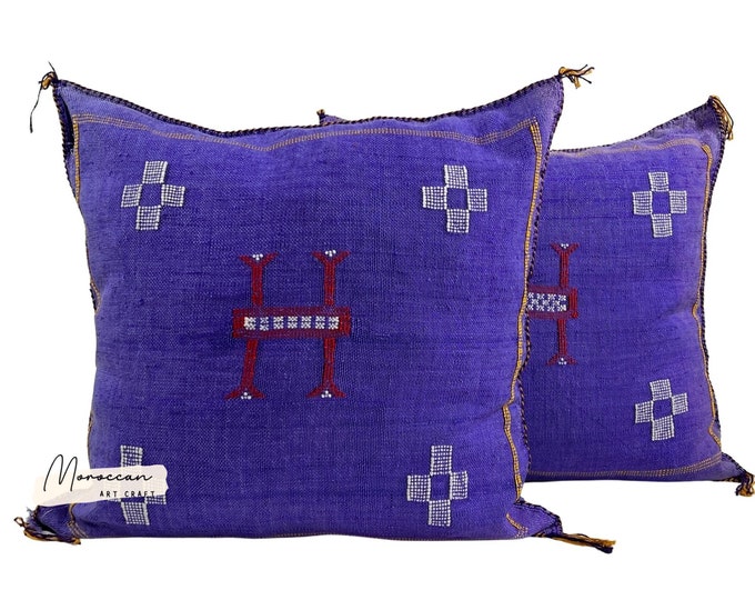 Purple Moroccan Cactus Silk Pillow ALL SIZES