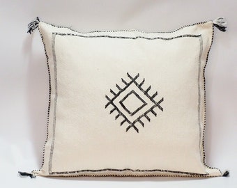 White Pillows silk All sizes ,Pillow Cactus Silk, Moroccan Lumbar Cushion Handmade Silk Decorative Pillow, Moroccan Sabra Decorative Cushion