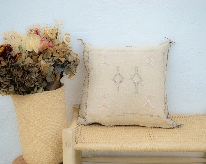 Cream Moroccan Cactus Silk Pillow ALL SIZES
