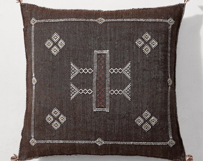 Black Moroccan Cactus Silk Pillow ALL SIZES