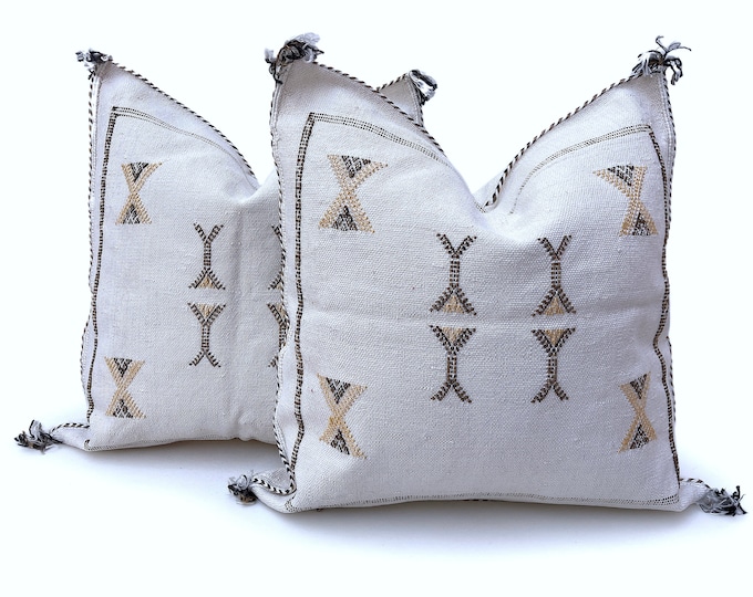 Cactus silk pillow, Moroccan Sabra cushion, handmade cactus silk pillow, Berber Sabra cushion, Pillow Throw, Moroccan Lumbar Sabra Cushion