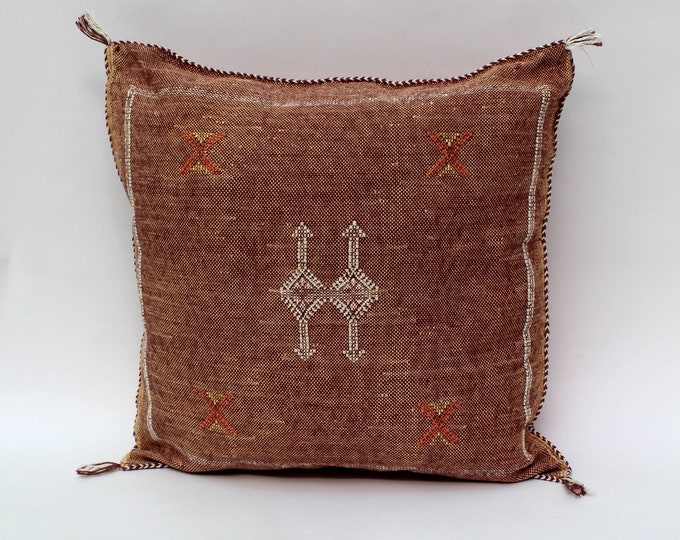 Bronze Pillows silk All sizes ,Pillow Cactus Silk, Brown Lumbar Cushion Handmade Silk Decorative Pillow, Moroccan Sabra Decorative Cushion
