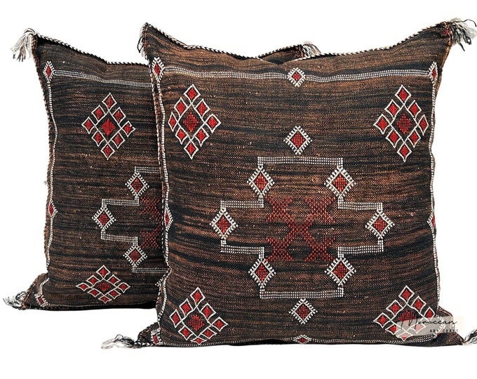 Washed Brown Moroccan Cactus Silk Pillow ALL SIZES