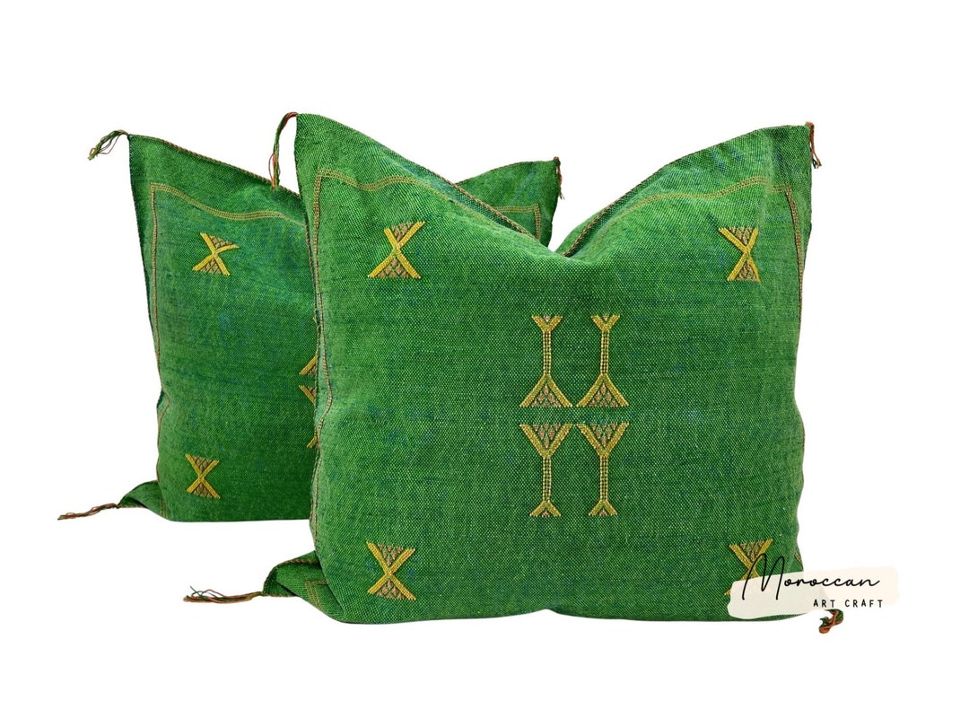 Green Pillows Silk All Sizes ,pillow Cactus Silk, Lumbar Cushion