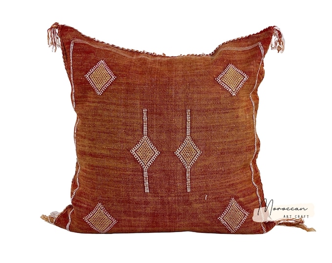 Orange Moroccan Cactus Silk Pillow ALL SIZES