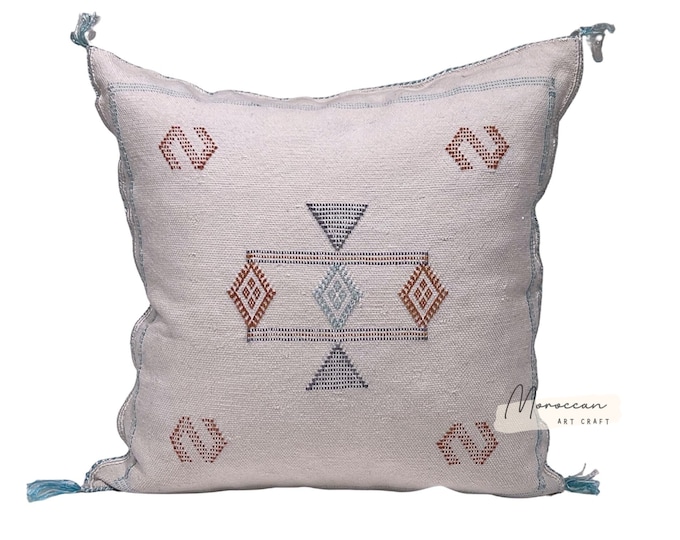 White Moroccan Cactus Silk Pillow ALL SIZES