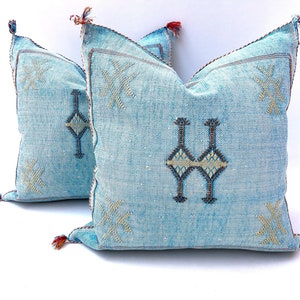 Moroccan Boho Throw Pillow, Any Size Cactus Silk Pillow Cover, Hand woven Berber Pillow, Colorful Decorative Sabra Cactus Silk Cushion Cover
