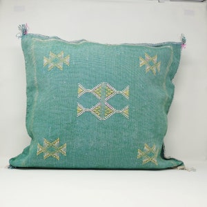 Custom Size Pillows silk ,Pillow Cactus Silk, Green Lumbar Cushion Handmade Silk Decorative Pillow, Moroccan Sabra Decorative Cushion