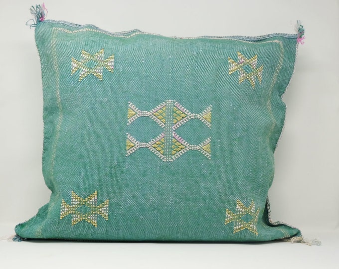 Custom Size Pillows silk ,Pillow Cactus Silk, Green Lumbar Cushion Handmade Silk Decorative Pillow, Moroccan Sabra Decorative Cushion