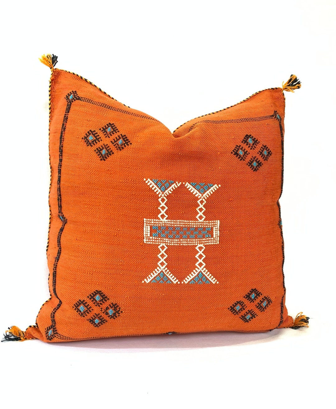 Moroccan Pillow Silk All Sizes ,pillow Cactus Silk, Orange Lumbar