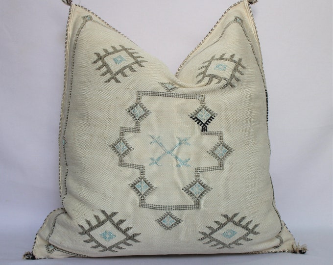 Beige Moroccan Cactus Silk Pillow ALL SIZES