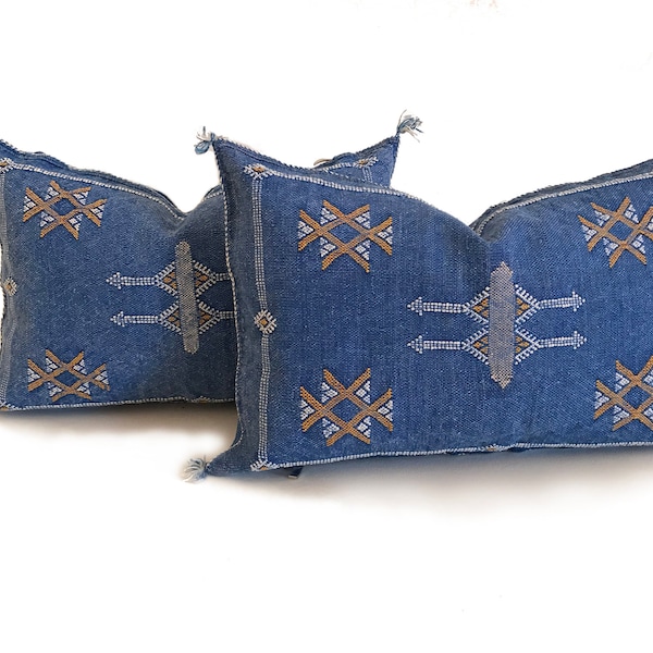 Large Blue Moroccan pillows covers, Moroccan Decor Pillow, Handmade sabra pillow, Rustic Throw Pillow, Lumbar Throw, Pillow Sabra