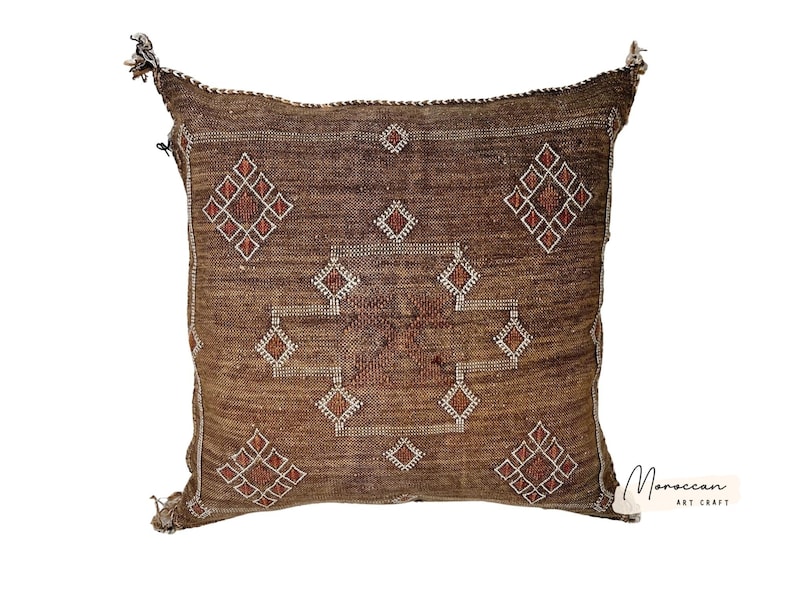 Camel Brown Moroccan Cactus Silk Pillow ALL SIZES image 6