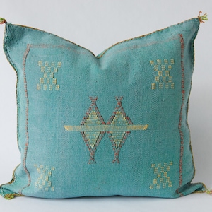 Turquoise Moroccan Cactus Silk Pillow ALL SIZES