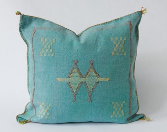 Turquoise Moroccan Cactus Silk Pillow ALL SIZES