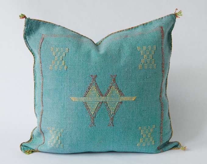 Turquoise Moroccan Cactus Silk Pillow ALL SIZES
