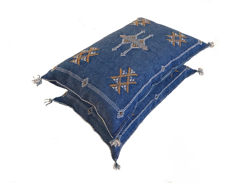 Large Blue Moroccan Pillows Covers Moroccan Decor Pillow Etsy