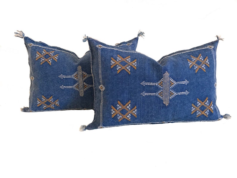 Large Blue Moroccan Pillows Covers Moroccan Decor Pillow Etsy