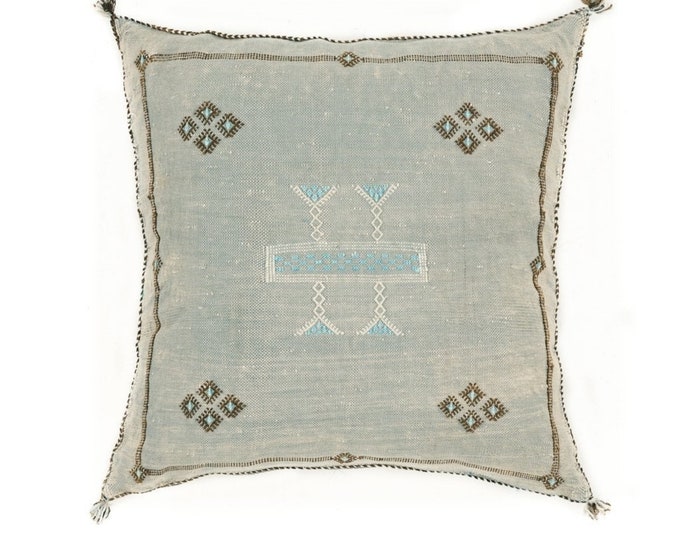 Gray Pillows silk All sizes ,Pillow Cactus Silk, White Lumbar Cushion Handmade Silk Decorative Pillow, Moroccan Sabra Decorative Cushion