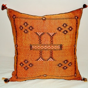 Orange Moroccan Cactus Silk Pillow ALL SIZES