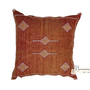 Orange Moroccan Cactus Silk Pillow ALL SIZES image 6