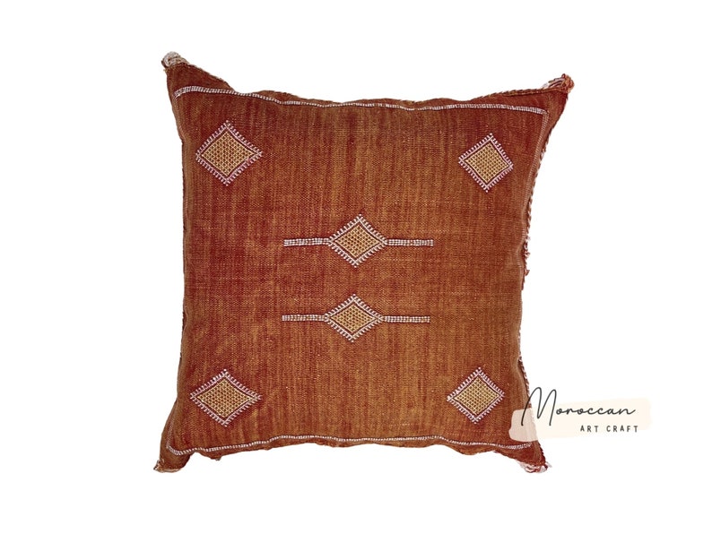 Orange Moroccan Cactus Silk Pillow ALL SIZES image 6