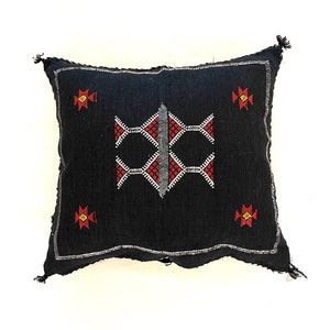 Black Moroccan Cactus Silk Pillow ALL SIZES