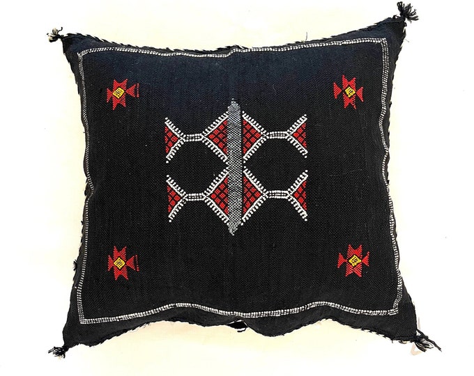 Black Moroccan Cactus Silk Pillow ALL SIZES