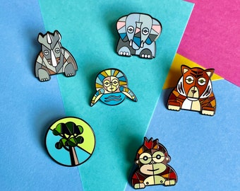 Endangered Animals Enamel Pin Set – Environmental Cause Badges