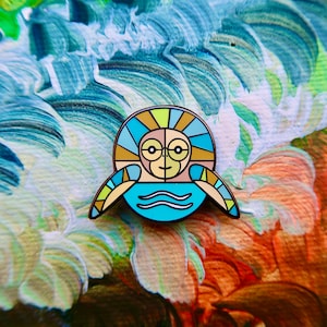 foreverwild Hawksbill Sea Turtle Enamel Pin Badge (25mm) - Environment, Tortoise, Hawksbill, Leatherback, Oceans, Sea, Green, Water, Marine