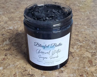 Black As My Soul Organic Charcoal Detox Sugar Scrub | Charcoal Detox Body Scrub | Black Raspberry Sugar Scrub | Detox Sugar Scrub