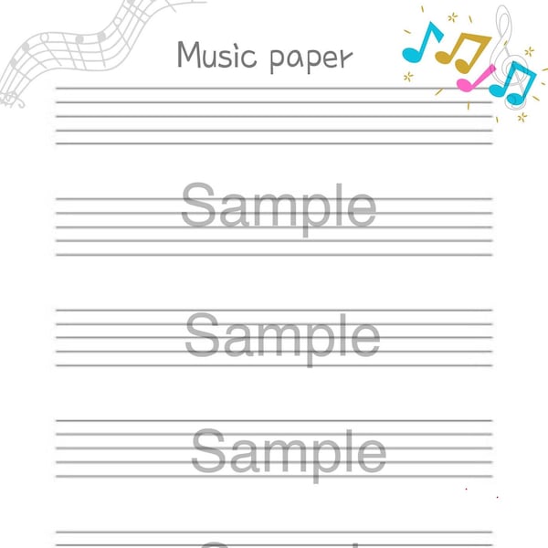 Printable Music Paper for Kids /Sheetmusic, Noten in PDF