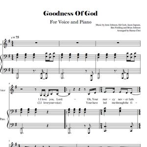 Goodness of God Sheet Music – Vocal and Piano (PDF+Audio File)