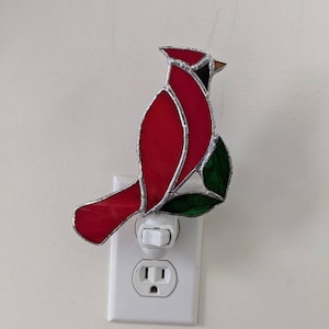 Cardinal Stained Glass Night Light