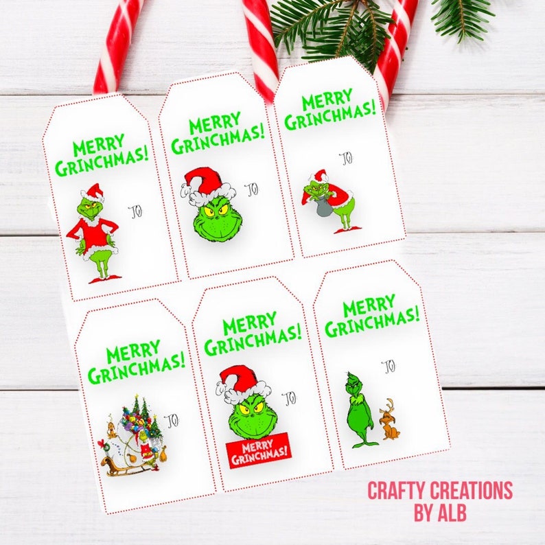 Printable Christmas Gift Tags Grinch Tags Digital (Download Now) - Etsy