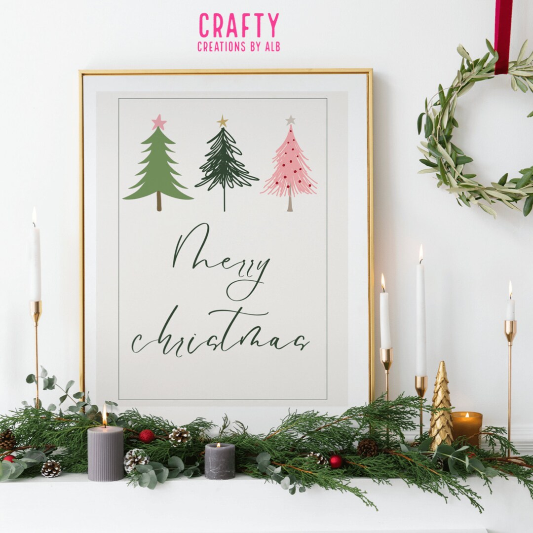 Printable Christmas Wall Decor, Home Decor, Digital Download, Christmas Sign, Merry Christmas