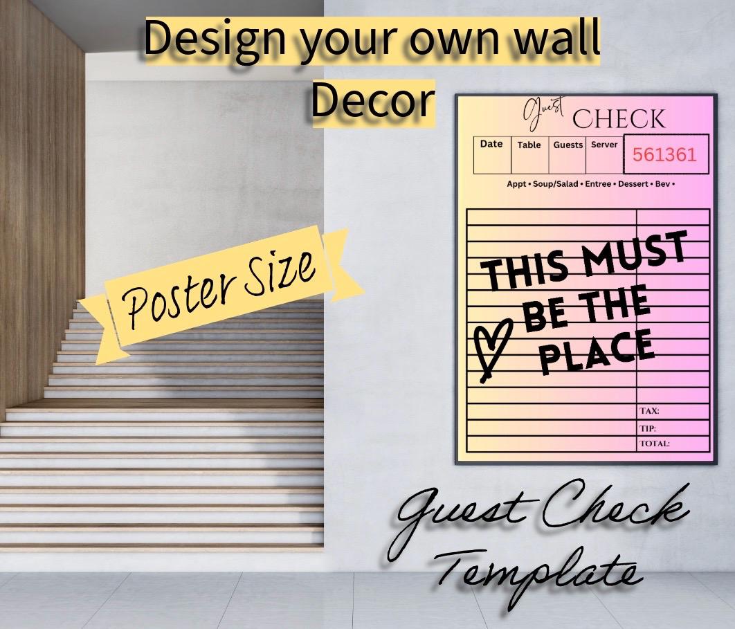 Blank Guest Check Template L Guest Check L DIY Wall Decor L Templates L