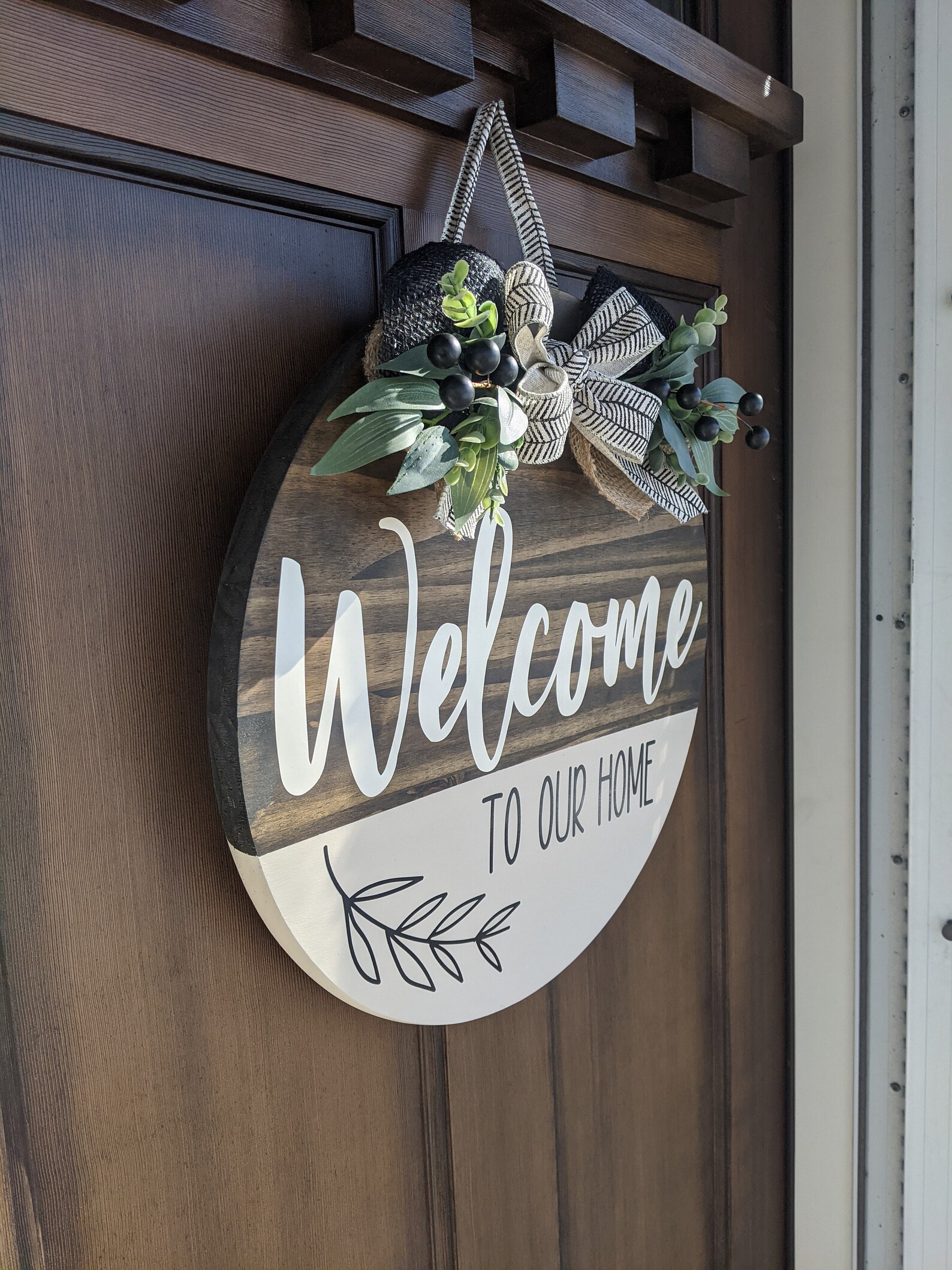 Door Hanger Wood Circle Sign Round Etsy