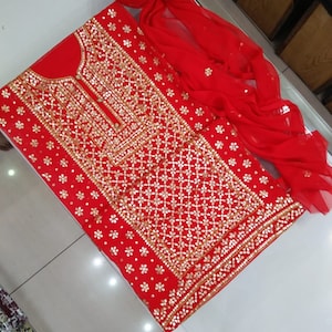 beautiful traditional handmade press gotta indian pakistani fancy suit/eid /diwali