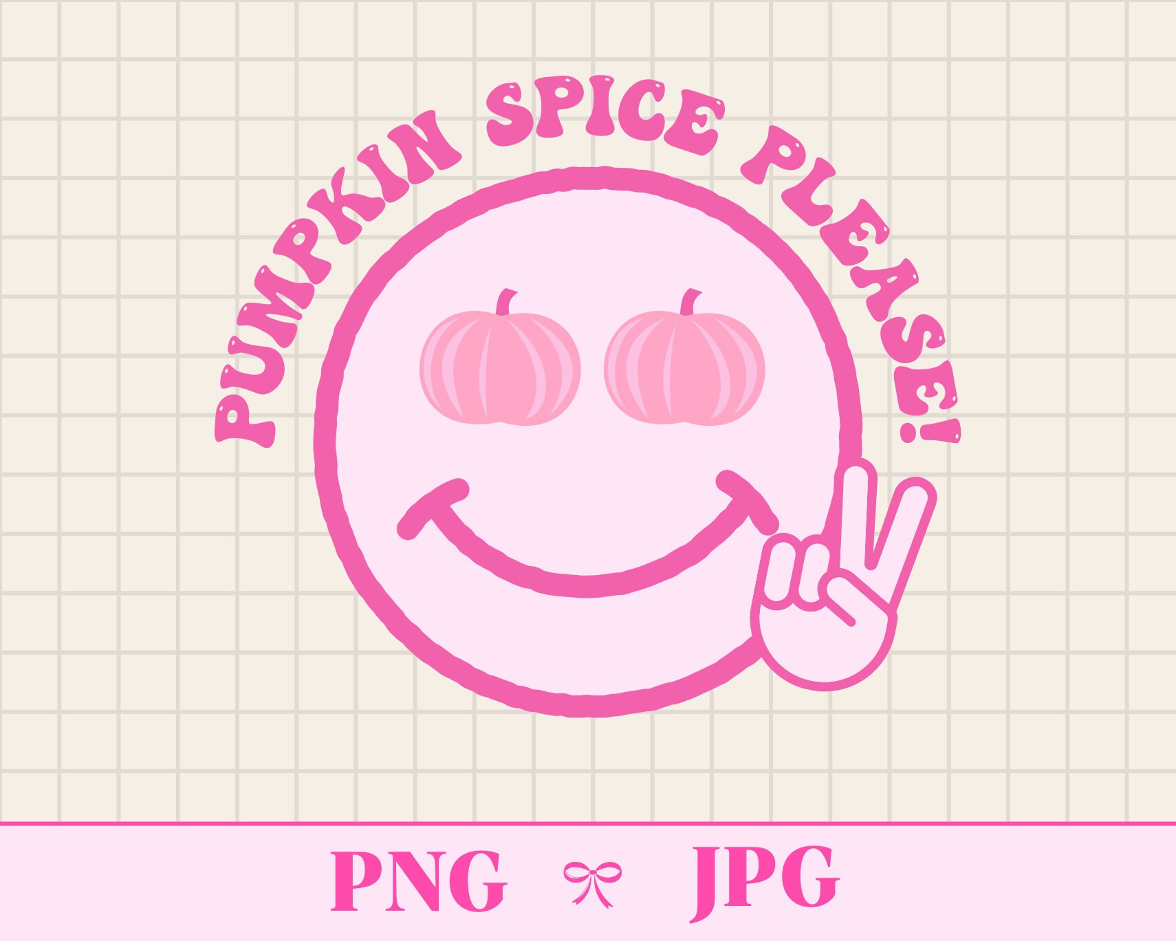 Pink Pumpkin Spice Png Smiley Face Png Pumpkin Sublimation - Etsy