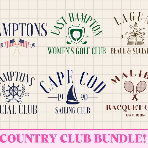 Country Club Png Bundle, Social Club, Hamptons, East Coast Png, Preppy Graphics, Sublimation, JPG, Digital Download, JPG Bundle