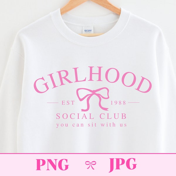 Girlhood Social Club Png Soft Girl Era Png Coquette Sublimation Pink Bow Png Girly Sublimation Social Club Graphic Coquette Shirt Design