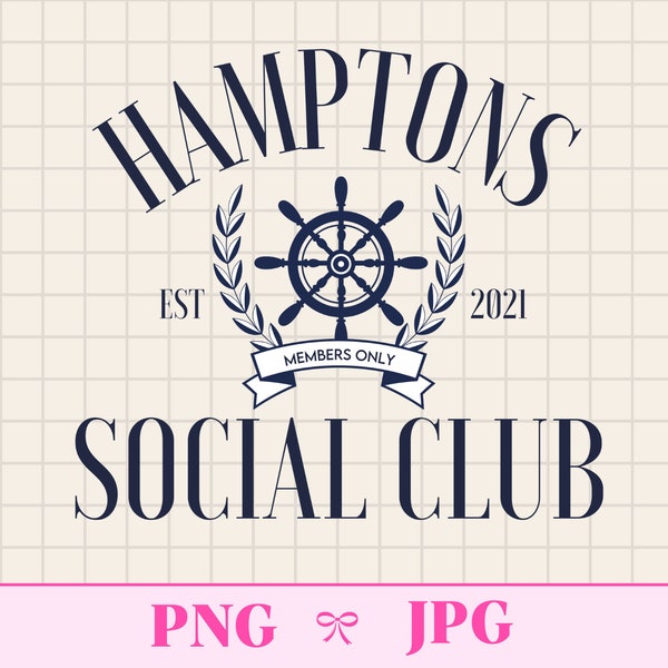 Hamptons Social Club Png | Social Club Png | Hamptons Png | Preppy Png | Sublimation | East Coast Png | Digital Print