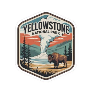 Yellowstone National Park Kiss-Cut Stickers, Scenic Bison Sticker, Nature Lover Gift, Travel Decor, Laptop Accessories