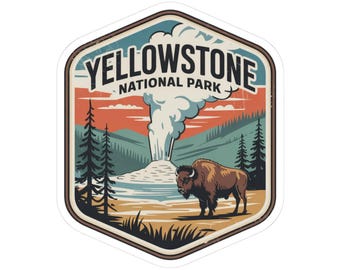 Yellowstone National Park Kiss-Cut Stickers, Scenic Bison Sticker, Nature Lover Gift, Travel Decor, Laptop Accessories