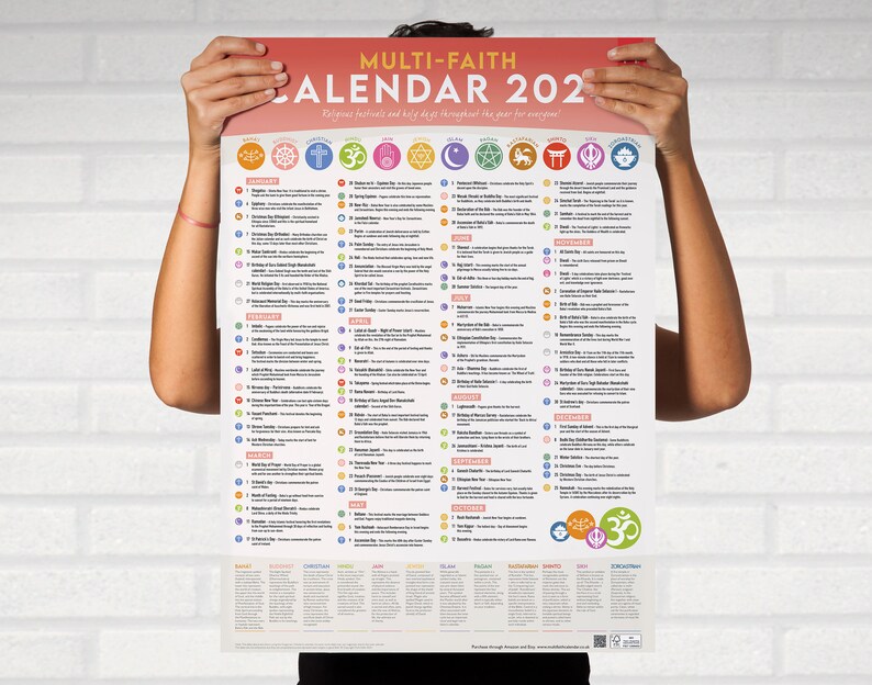 Multifaith Calendar 2024 Planner Celebrations Diversity Coexist Etsy