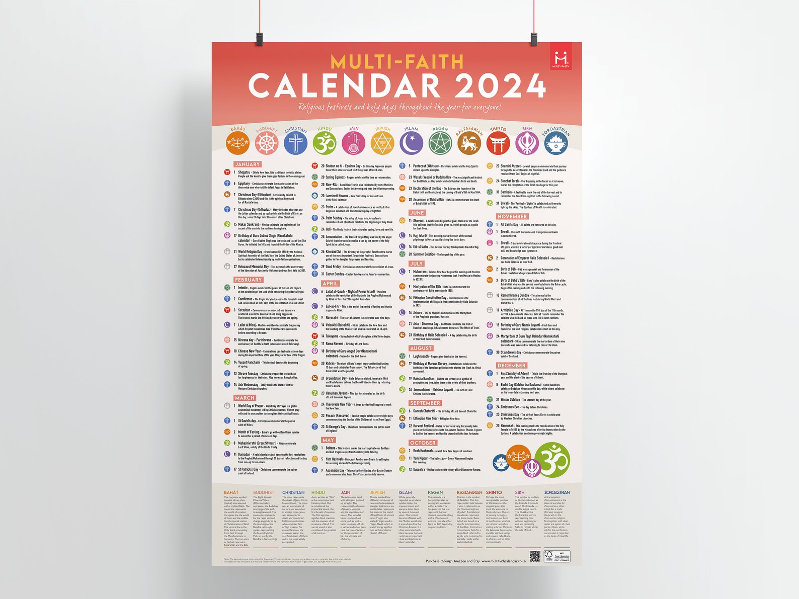 Multifaith Calendar 2025 Planner Celebrations Diversity Coexist Etsy