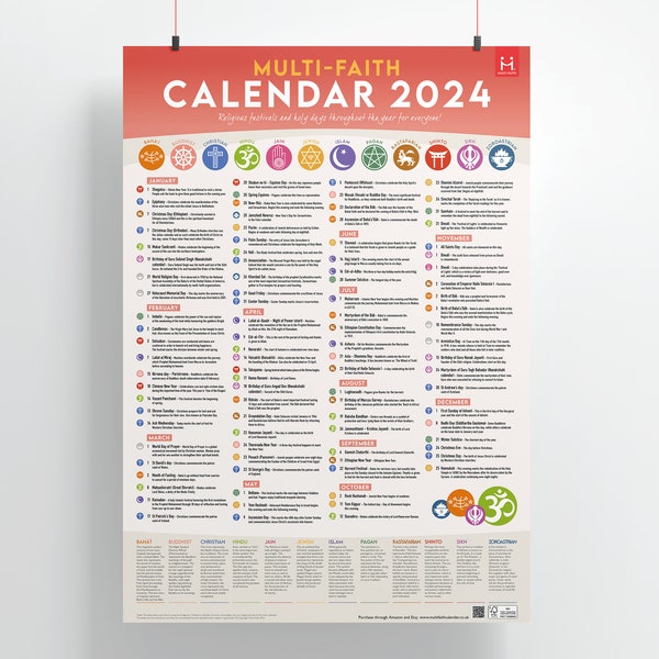 Multireligiöser Kalender 2024 | Planer | Feste | Vielfalt | Koexistieren